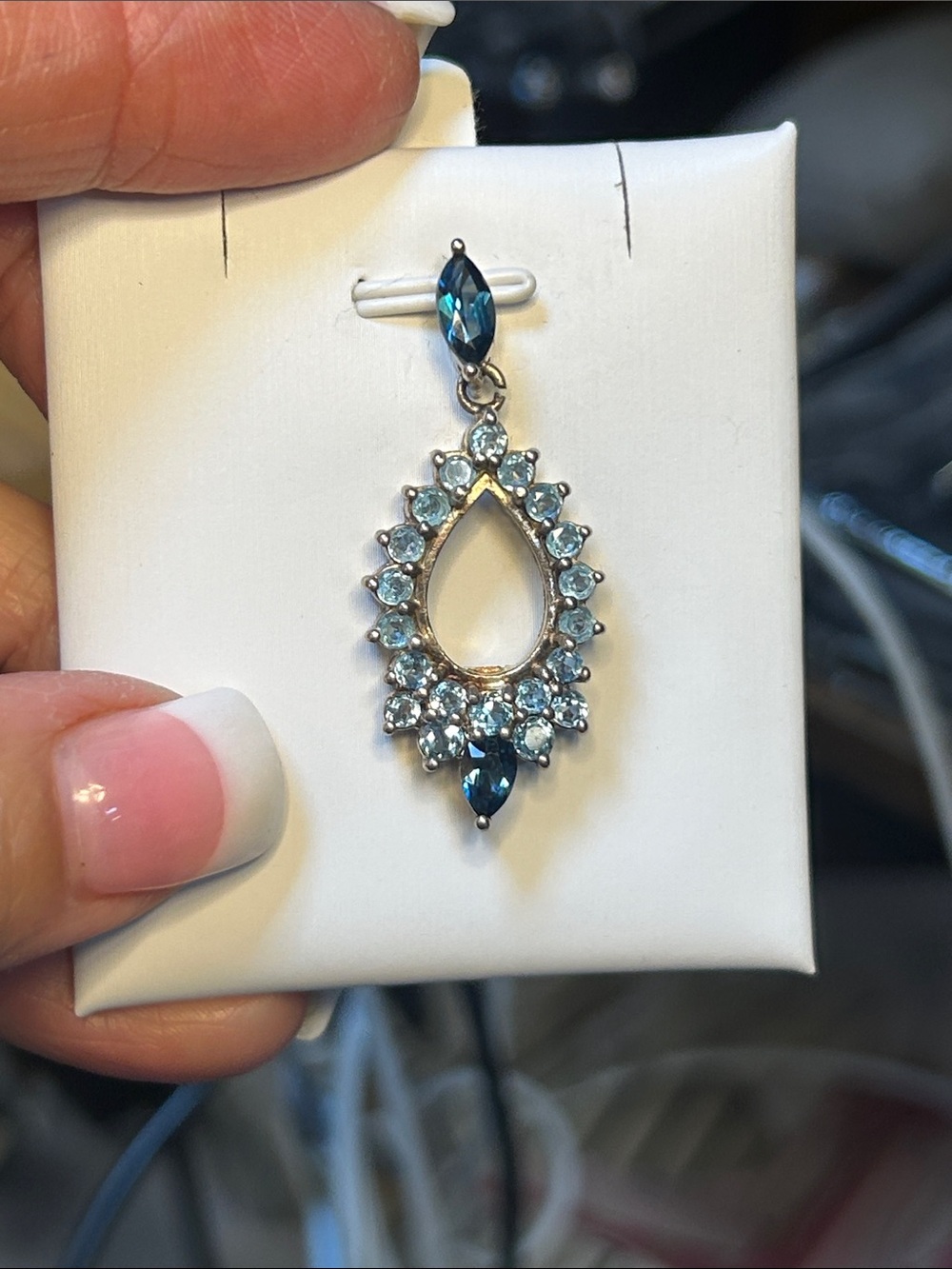 493654 silver blue topaz and Spinel pendant